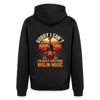 Tut mir leid, dass ich nicht kann, ich bin damit beschäftigt, Violin Magic Violi zu kreieren - Unisex Premium Bio Zip Hoodie - Schwarz - Hinten - Nico (187cm)