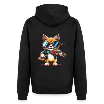 Chat Jouant Du Violon Instrument Violoniste Violon Vi - Veste à capuche bio Premium Unisexe - noir - Dos - Nico (187cm)