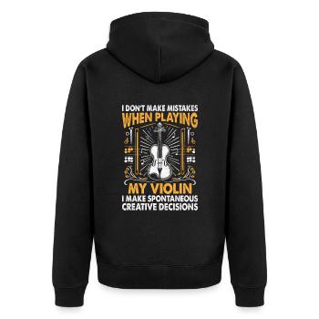 Ich mache keine Fehler, wenn ich meine Geigenbratsche spiele - Unisex Premium Bio Zip Hoodie - Schwarz - Hinten - Nico (187cm)