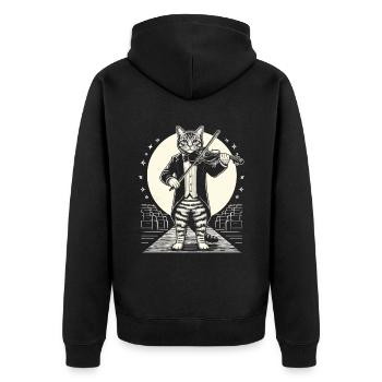 Chat Jouant Du Violon Instrument Violoniste Violon Vi - Veste à capuche bio Premium Unisexe - noir - Dos - Nico (187cm)