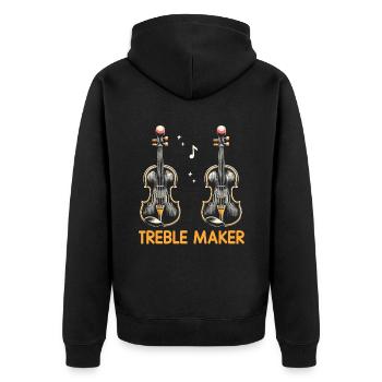 Treble Maker Violin Instrument Violinist Fiddler V - Unisex Premium Organic Zip Hoodie - black - Back - Nico (187cm)
