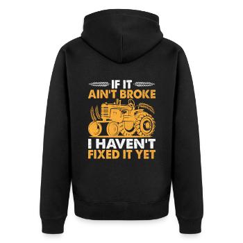 Landwirtschaftsmechaniker Lustige Traktormechaniker Bauernhof - Unisex Premium Bio Zip Hoodie - Schwarz - Hinten - Nico (187cm)