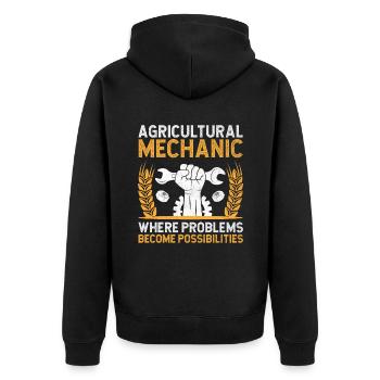 Landwirtschaftsmechaniker Lustige Traktormechaniker Bauernhof - Unisex Premium Bio Zip Hoodie - Schwarz - Hinten - Nico (187cm)