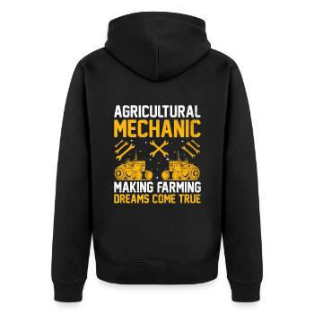 Landwirtschaftsmechaniker Lustige Traktormechaniker Bauernhof - Unisex Premium Bio Zip Hoodie - Schwarz - Hinten - Nico (187cm)