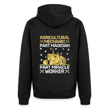Landwirtschaftsmechaniker Lustige Traktormechaniker Bauernhof - Unisex Premium Bio Zip Hoodie - Schwarz - Hinten - Nico (187cm)