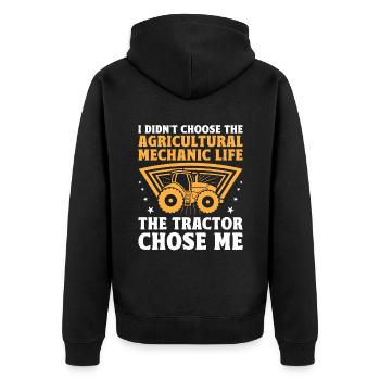 Landwirtschaftsmechaniker Lustige Traktormechaniker Bauernhof - Unisex Premium Bio Zip Hoodie - Schwarz - Hinten - Nico (187cm)