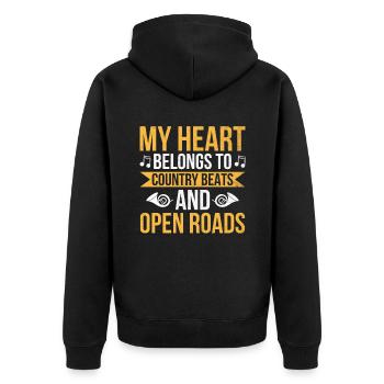 County Music Vintage Music Lover Western Country C - Unisex Premium Bio Zip Hoodie - Schwarz - Hinten - Nico (187cm)