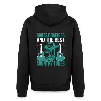 County Music Vintage Music Lover Western Country C - Unisex Premium Bio Zip Hoodie - Schwarz - Hinten - Nico (187cm)