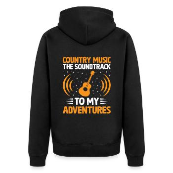 County Music Vintage Music Lover Western Country C - Unisex Premium Bio Zip Hoodie - Schwarz - Hinten - Nico (187cm)