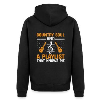 County Music Vintage Music Lover Western Country C - Unisex Premium Bio Zip Hoodie - Schwarz - Hinten - Nico (187cm)