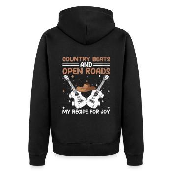 County Music Vintage Music Lover Western Country C - Unisex Premium Bio Zip Hoodie - Schwarz - Hinten - Nico (187cm)
