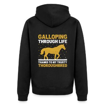Courses de chevaux pur-sang Équitation Chevaux équestres - Veste à capuche bio Premium Unisexe - noir - Dos - Nico (187cm)