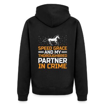 Courses de chevaux pur-sang Équitation Chevaux équestres - Veste à capuche bio Premium Unisexe - noir - Dos - Nico (187cm)