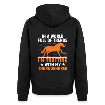 Thoroughbred Horse Racing Riding Equestian Horses - Unisex Premium Organic Zip Hoodie - black - Back - Nico (187cm)