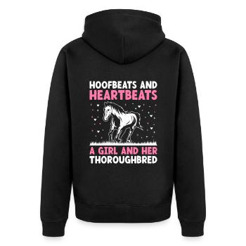 Thoroughbred Horse Racing Riding Equestian Horses - Unisex Premium Organic Zip Hoodie - black - Back - Nico (187cm)