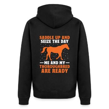 Thoroughbred Horse Racing Riding Equestian Horses - Unisex Premium Organic Zip Hoodie - black - Back - Nico (187cm)