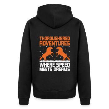 Vollblut Pferderennen Reiten Reiterpferde - Unisex Premium Bio Zip Hoodie - Schwarz - Hinten - Nico (187cm)