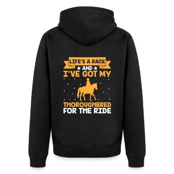 Thoroughbred Horse Racing Riding Equestian Horses - Unisex Premium Organic Zip Hoodie - black - Back - Nico (187cm)