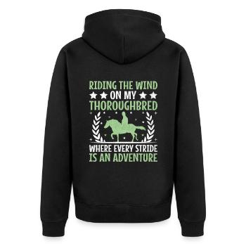Thoroughbred Horse Racing Riding Equestian Horses - Unisex Premium Organic Zip Hoodie - black - Back - Nico (187cm)