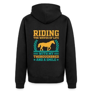 Thoroughbred Horse Racing Riding Equestian Horses - Unisex Premium Organic Zip Hoodie - black - Back - Nico (187cm)