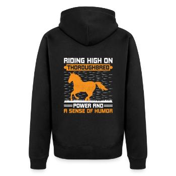 Thoroughbred Horse Racing Riding Equestian Horses - Unisex Premium Organic Zip Hoodie - black - Back - Nico (187cm)
