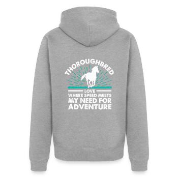 Courses de chevaux pur-sang Équitation Chevaux équestres - Veste à capuche bio Premium Unisexe - gris chiné - Dos - Nico (187cm)
