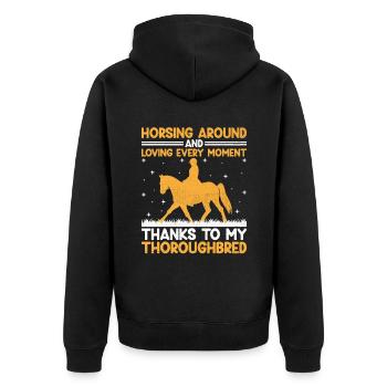 Thoroughbred Horse Racing Riding Equestian Horses - Unisex Premium Organic Zip Hoodie - black - Back - Nico (187cm)
