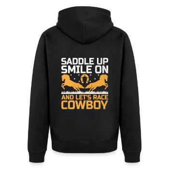 Thoroughbred Horse Racing Riding Equestian Horses - Unisex Premium Organic Zip Hoodie - black - Back - Nico (187cm)
