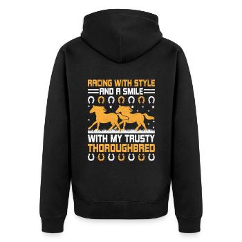 Courses de chevaux pur-sang Équitation Chevaux équestres - Veste à capuche bio Premium Unisexe - noir - Dos - Nico (187cm)