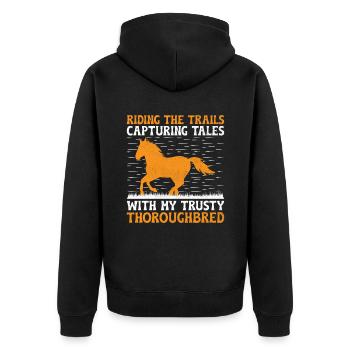 Courses de chevaux pur-sang Équitation Chevaux équestres - Veste à capuche bio Premium Unisexe - noir - Dos - Nico (187cm)