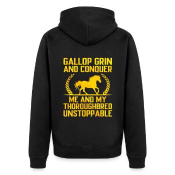 Courses de chevaux pur-sang Équitation Chevaux équestres - Veste à capuche bio Premium Unisexe - noir - Dos - Nico (187cm)