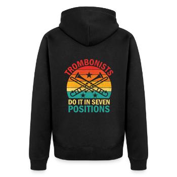 Posaunist Posaunist Marching Band Posaune - Unisex Premium Bio Zip Hoodie - Schwarz - Hinten - Nico (187cm)