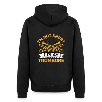 Posaunist Posaunist Marching Band Posaune - Unisex Premium Bio Zip Hoodie - Schwarz - Hinten - Nico (187cm)