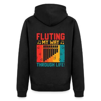 Pan Flute Player Pan Flutist Marching Band Music I - Unisex Premium Organic Zip Hoodie - black - Back - Nico (187cm)