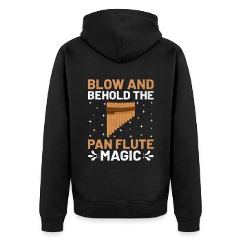 Pan Flute Player Pan Flutist Marching Band Music I - Unisex Premium Organic Zip Hoodie - black - Back - Nico (187cm)