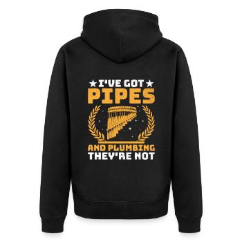 Pan Flute Player Pan Flutist Marching Band Music I - Unisex Premium Organic Zip Hoodie - black - Back - Nico (187cm)