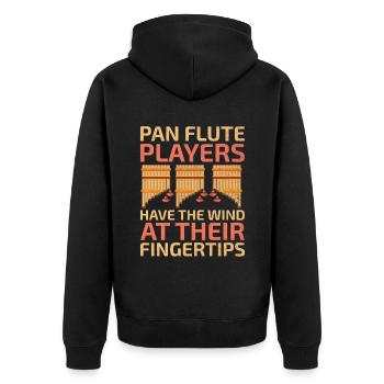 Pan Flute Player Pan Flutist Marching Band Music I - Unisex Premium Organic Zip Hoodie - black - Back - Nico (187cm)
