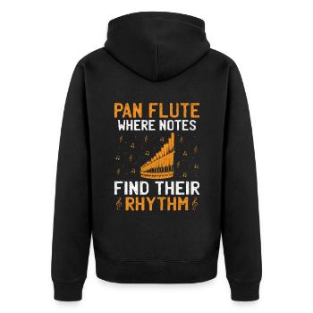Pan Flute Player Pan Flutist Marching Band Music I - Unisex Premium Organic Zip Hoodie - black - Back - Nico (187cm)