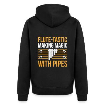 Pan Flute Player Pan Flutist Marching Band Music I - Unisex Premium Organic Zip Hoodie - black - Back - Nico (187cm)