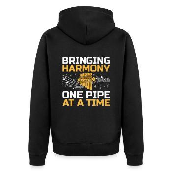 Pan Flute Player Pan Flutist Marching Band Music I - Unisex Premium Organic Zip Hoodie - black - Back - Nico (187cm)