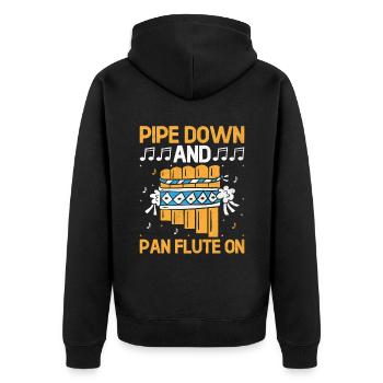 Pan Flute Player Pan Flutist Marching Band Music I - Unisex Premium Organic Zip Hoodie - black - Back - Nico (187cm)