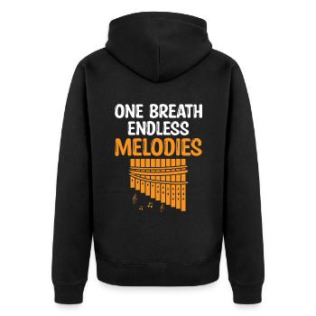 Pan Flute Player Pan Flutist Marching Band Music I - Unisex Premium Organic Zip Hoodie - black - Back - Nico (187cm)