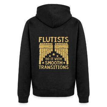 Pan Flute Player Pan Flutist Marching Band Music I - Unisex Premium Organic Zip Hoodie - black - Back - Nico (187cm)