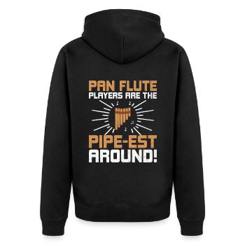 Pan Flute Player Pan Flutist Marching Band Music I - Unisex Premium Organic Zip Hoodie - black - Back - Nico (187cm)