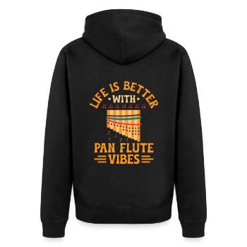 Pan Flute Player Pan Flutist Marching Band Music I - Unisex Premium Organic Zip Hoodie - black - Back - Nico (187cm)