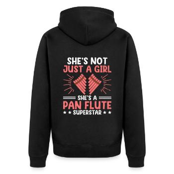 Pan Flute Player Pan Flutist Marching Band Music I - Unisex Premium Organic Zip Hoodie - black - Back - Nico (187cm)