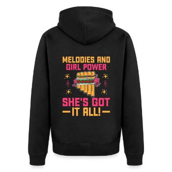 Pan Flute Player Pan Flutist Marching Band Music I - Unisex Premium Organic Zip Hoodie - black - Back - Nico (187cm)