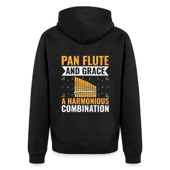 Pan Flute Player Pan Flutist Marching Band Music I - Unisex Premium Organic Zip Hoodie - black - Back - Nico (187cm)