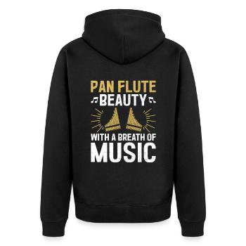 Pan Flute Player Pan Flutist Marching Band Music I - Unisex Premium Organic Zip Hoodie - black - Back - Nico (187cm)