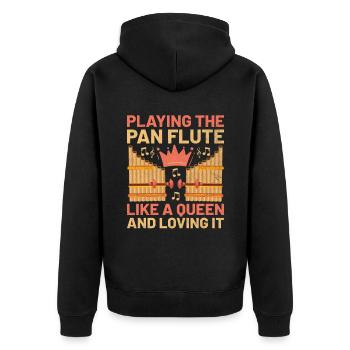 Pan Flute Player Pan Flutist Marching Band Music I - Unisex Premium Organic Zip Hoodie - black - Back - Nico (187cm)